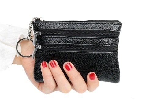 Porte-monnaie en simili cuir double zippe - L’unique™