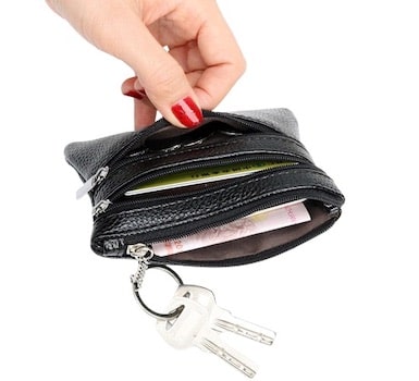 Porte-monnaie en simili cuir double zippe - L’unique™