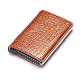 Porte-cartes compact automatique - L’essentiel™ croco brun