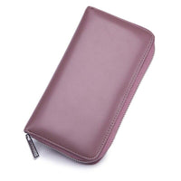 Porte-cartes long en cuir à glissière RFID - Le secur™ violet