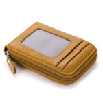 Porte-cartes en cuir pu zippé RFID - Le secur™ brun