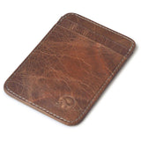 Porte-cartes fin en cuir lisse vintage - L’absolu™ brun