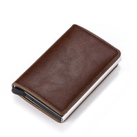 Porte-cartes vintage en métal et simili cuir - L’essentiel™ café