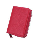 Porte-cartes à glissière en cuir - L’absolu™ rouge rose