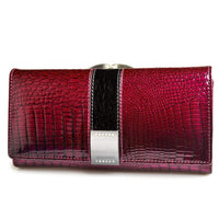 Portefeuille en cuir véritable crocodile - L’élégant™ rouge vin