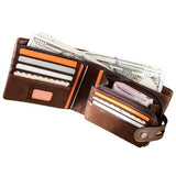 Portefeuille en cuir lisse style rétro RFID - L’élégant™