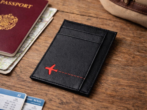 porte-cartes fin cuir noir voyage