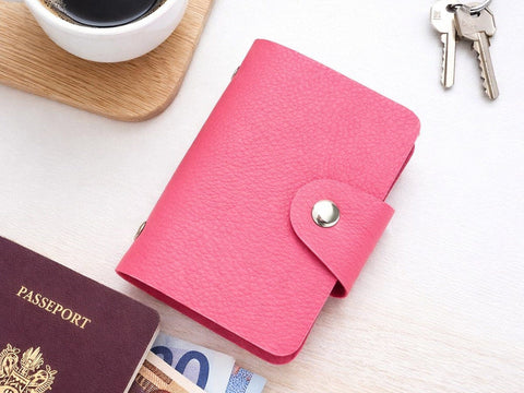 porte-cartes rose simili cuir