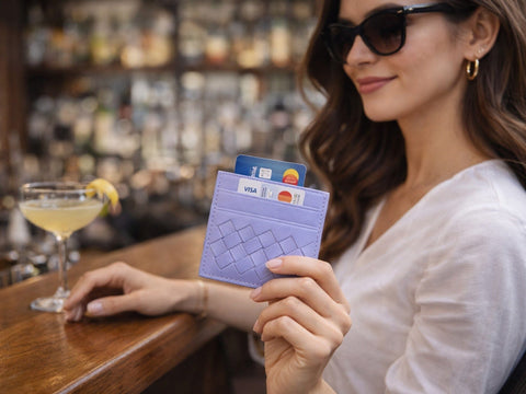 porte-cartes femme fin violet