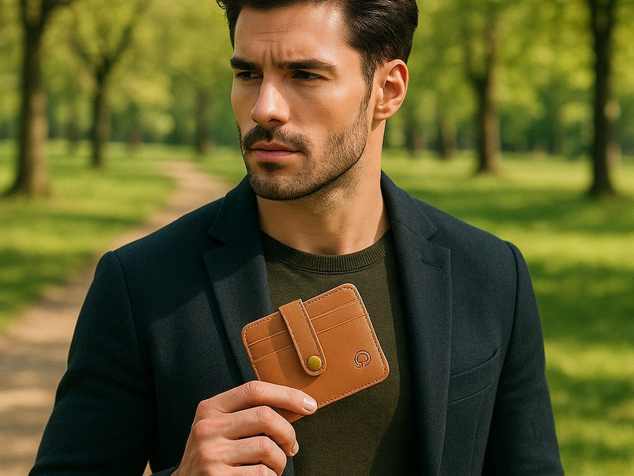 Un porte-cartes vintage en cuir fin pour un style rétro au quotidien