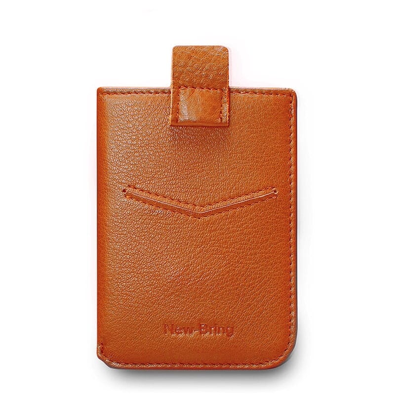 Porte-cartes en cuir véritable fin RFID - Le Secur™ brun-orange