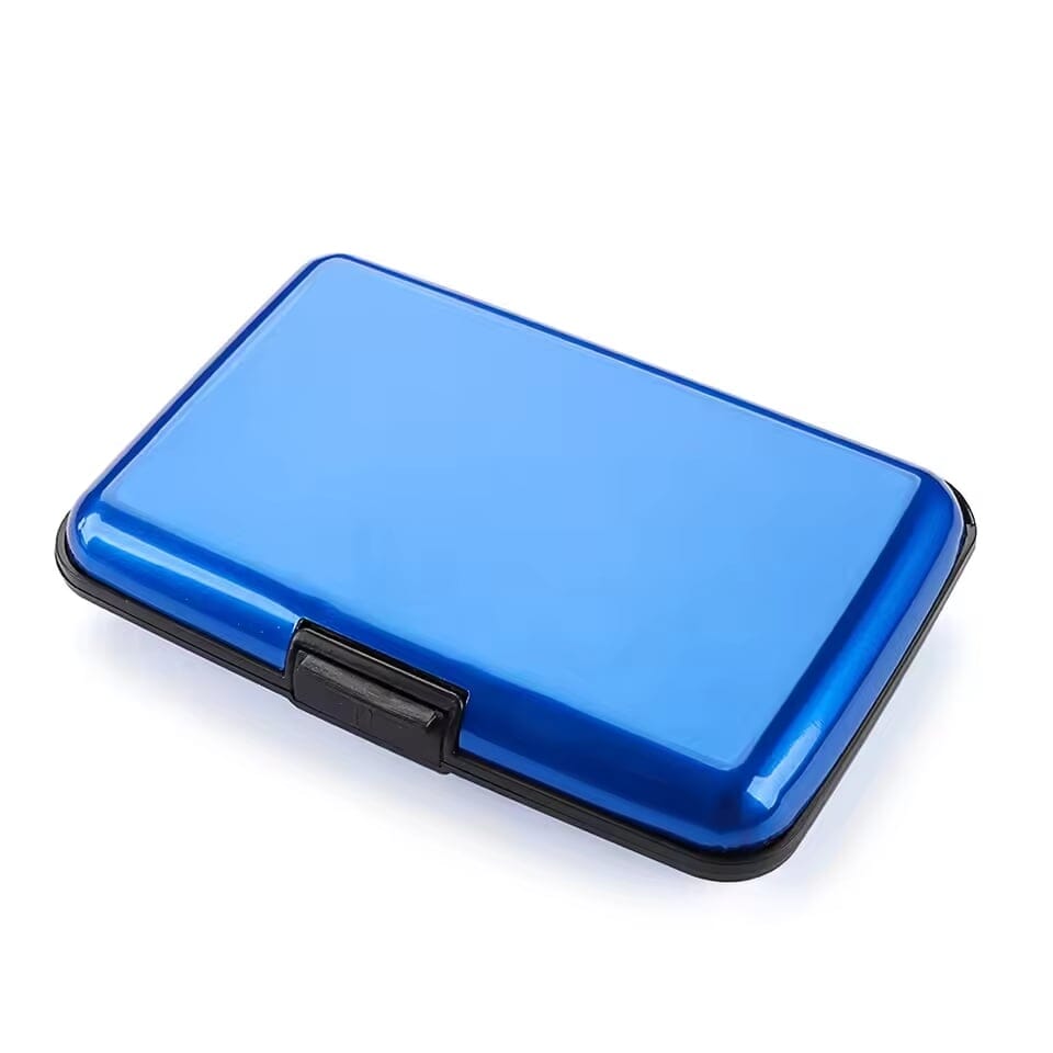 Porte-cartes en métal rigide lisse RFID - Le Classique™ bleu