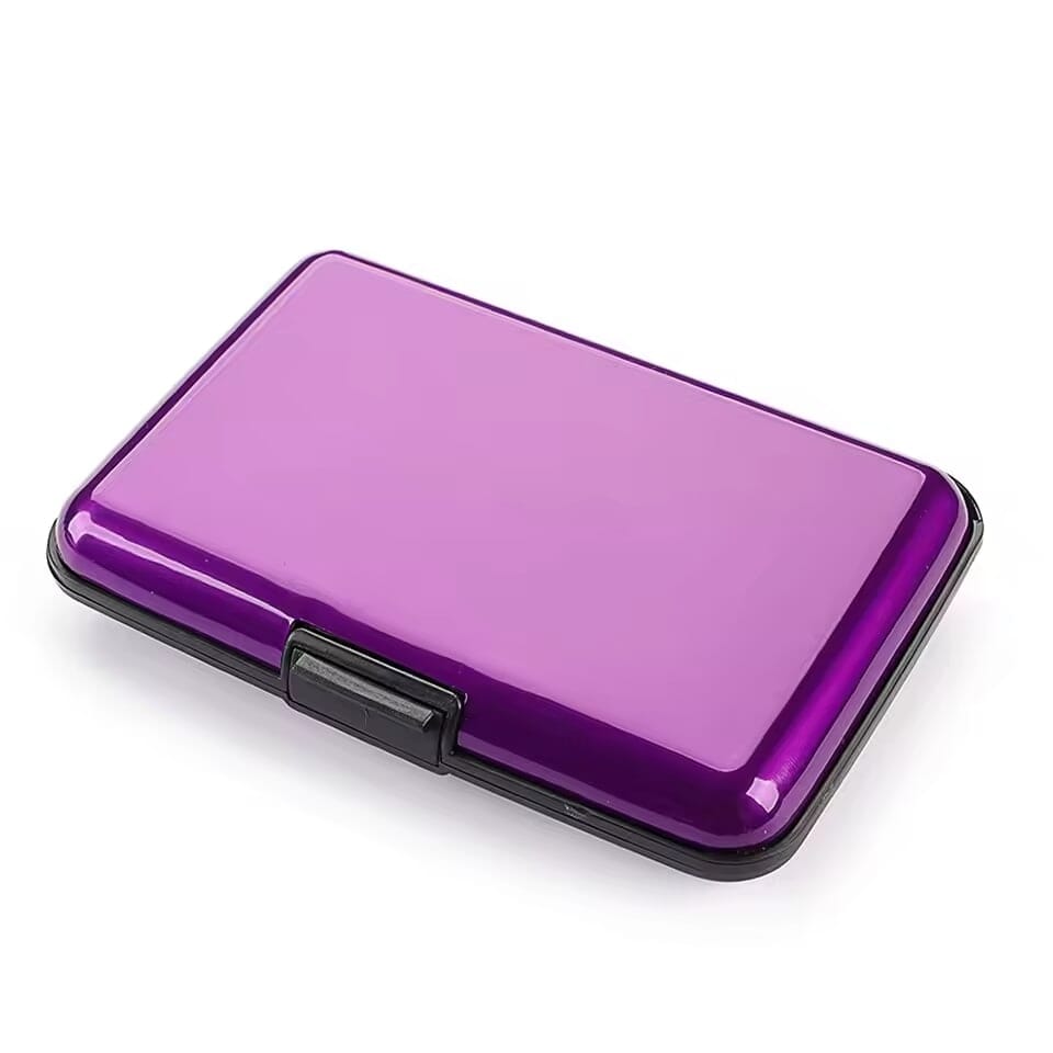 Porte-cartes en métal rigide lisse RFID - Le Classique™ violet