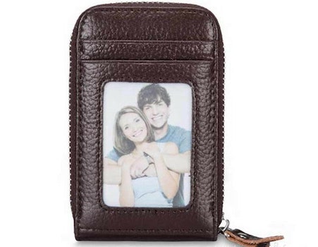 Porte-cartes en cuir pu zippé RFID - Le Secur™