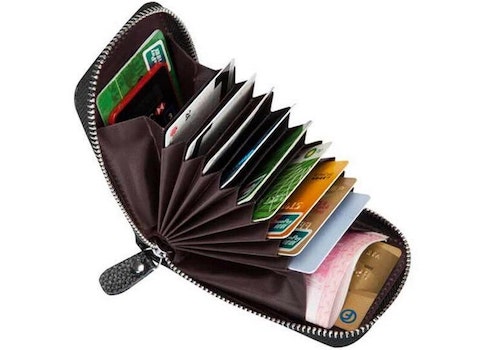 Porte-cartes en cuir pu zippé RFID - Le Secur™