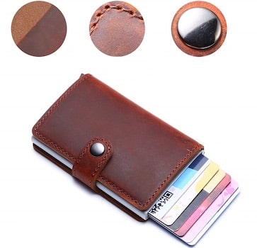 Porte-cartes en cuir et métal RFID - Le Secur™