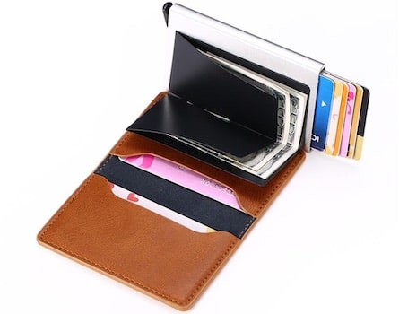 Porte-cartes vintage en métal et simili cuir - Le Classique™