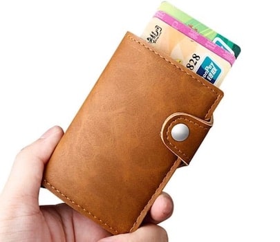 Porte-cartes en cuir lisse RFID - Le Secur™