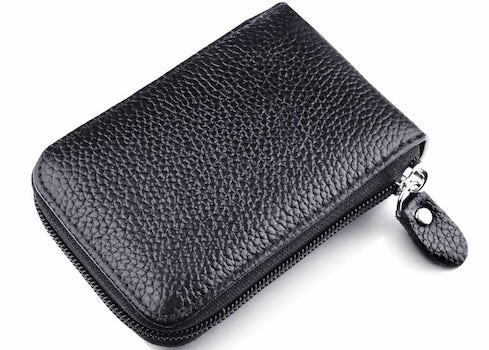 Porte-cartes en cuir pu zippé RFID - Le Secur™