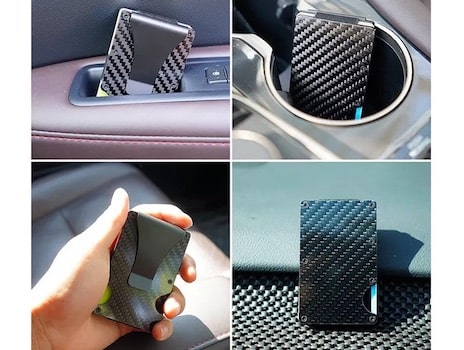 Porte-cartes très compact en carbone pouvant contenir jusqu'à 15