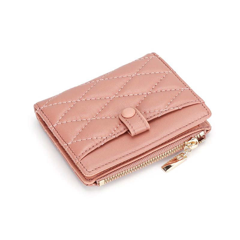 Portefeuille en cuir matelassé de luxe - Le Classique™ rose