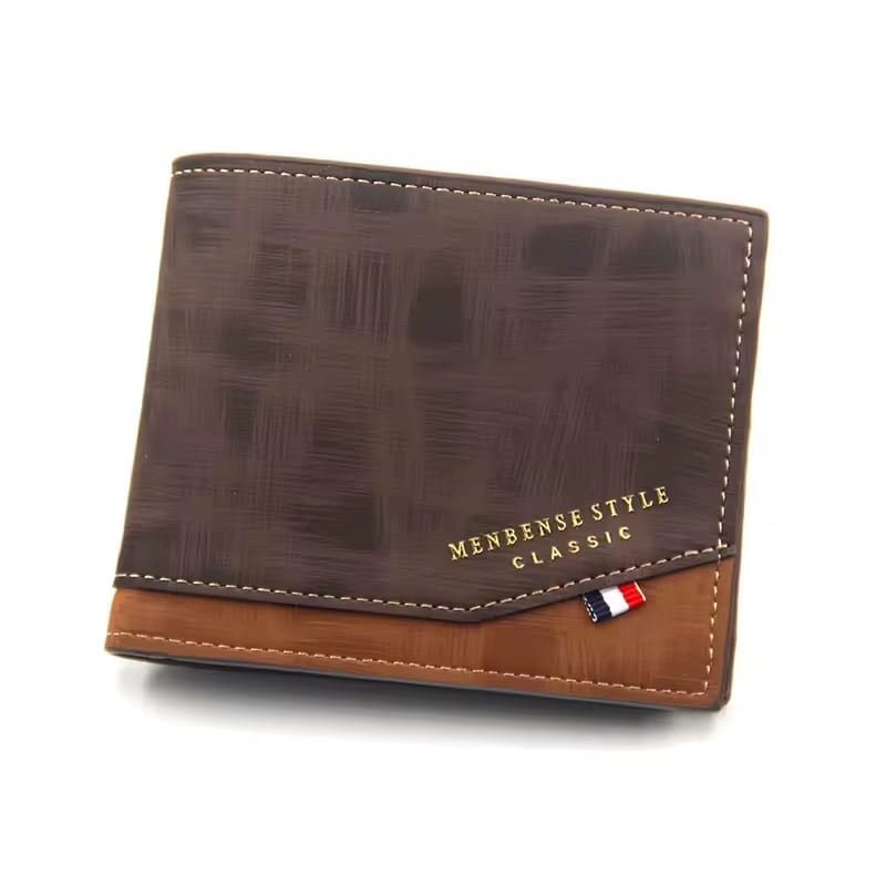 Portefeuille en cuir pu court style vintage - Le Classique™ café