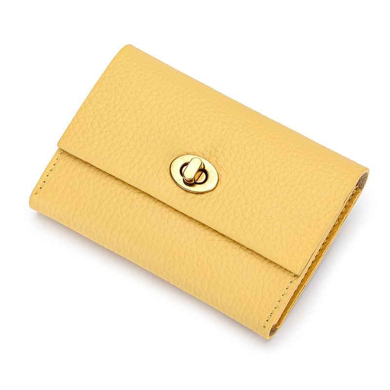 Portefeuille en cuir véritable grainé - Le Classique™ jaune