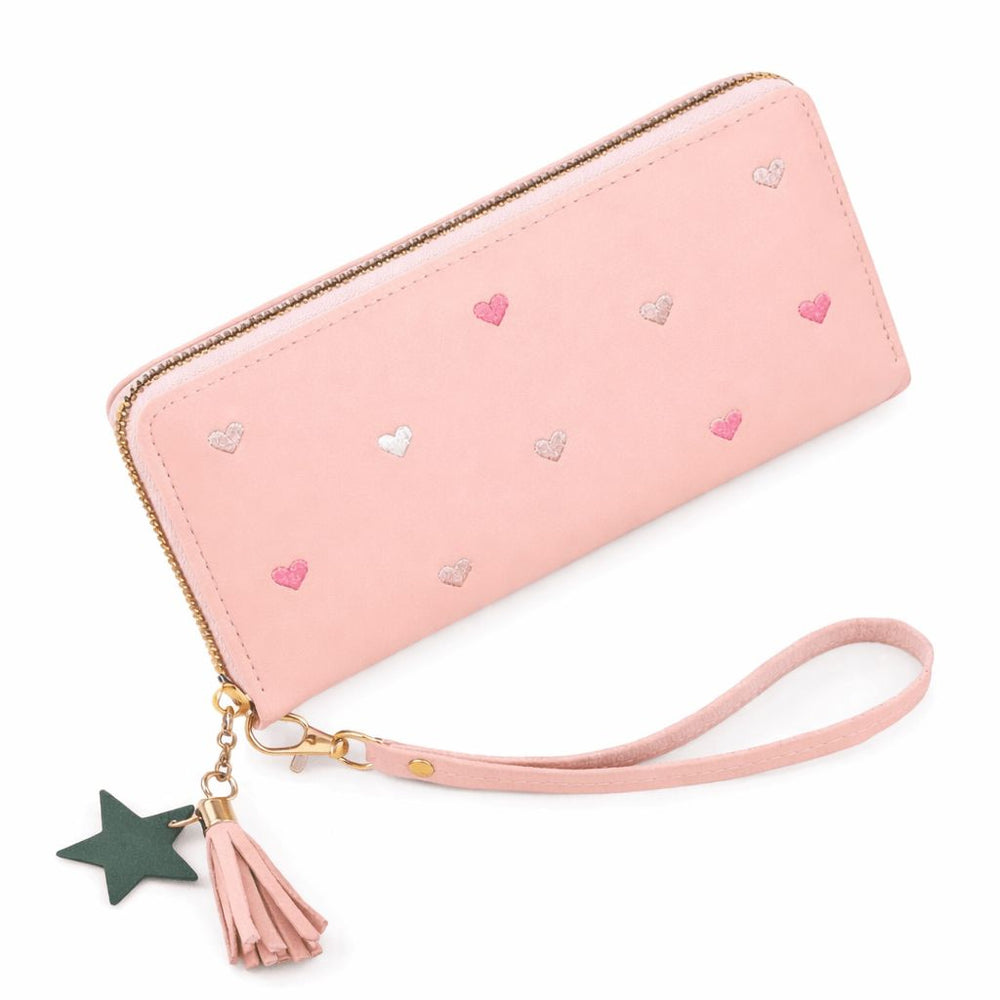 Portefeuille long imprimé coeur - Le Classique™ rose