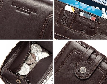 Portefeuille vintage en cuir lisse RFID - L’Héritage™