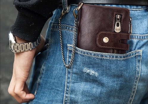 Portefeuille en cuir avec chaîne RFID - L’Héritage™