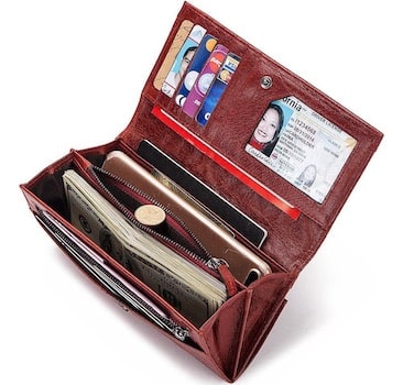 Portefeuille en cuir couleur unie RFID - L’Absolu™