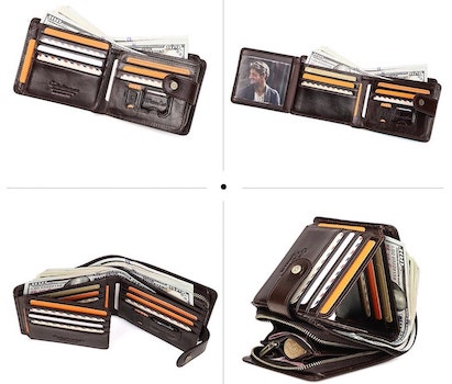 Portefeuille en cuir lisse RFID - L’Absolu™