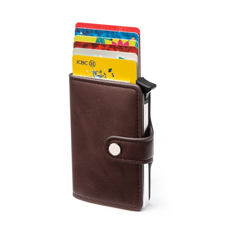 Porte-cartes homme en métal et cuir pu RFID - Le Classique™