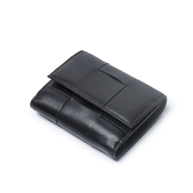 Porte monnaie en cuir véritable couleur unie - L’élégant™ noir