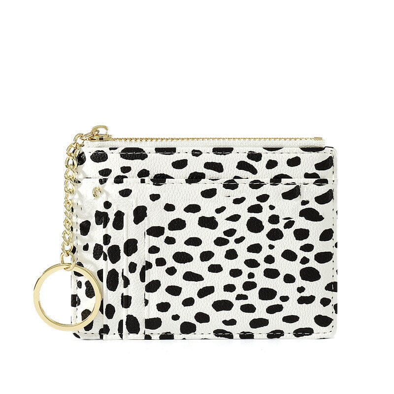 Porte-cartes en cuir pu imprimé léopard - Le Classique™ blanc