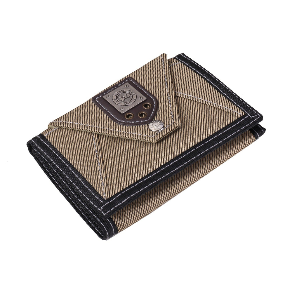 Porte monnaie en tissu avec écusson en métal - Le Classique™ beige