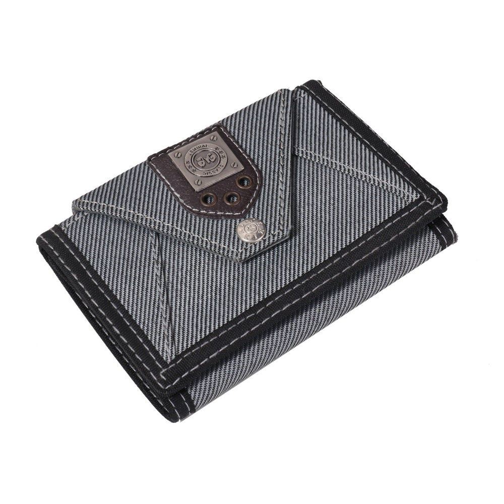 Porte monnaie en tissu avec écusson en métal - Le Classique™ gris