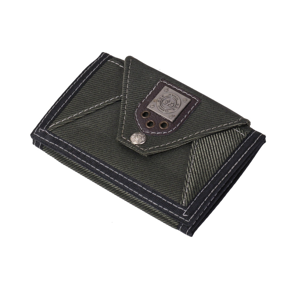 Porte monnaie en tissu avec écusson en métal - Le Classique™ vert
