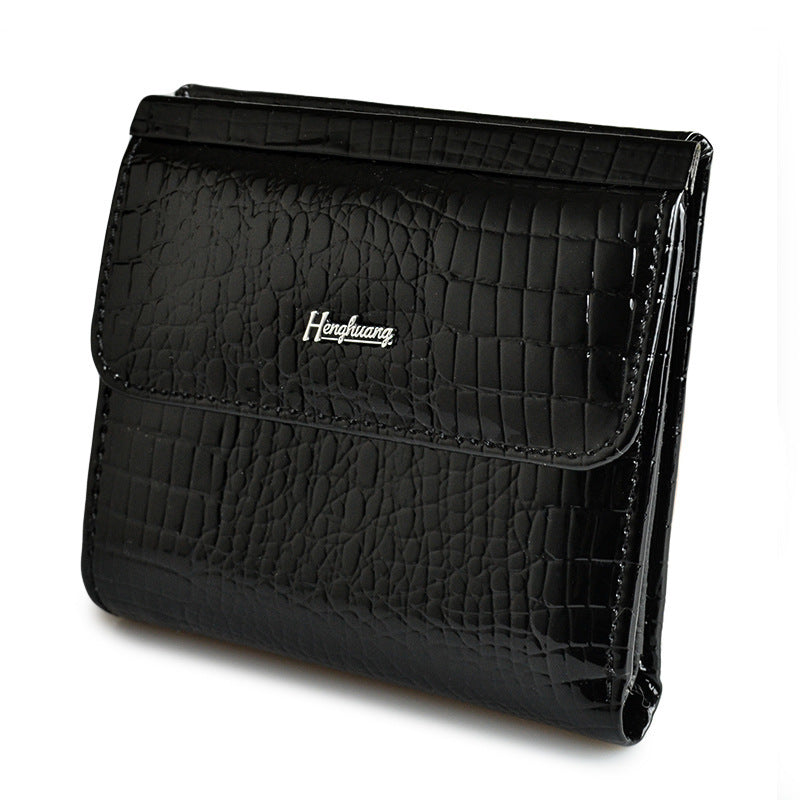 Petit portefeuille en cuir véritable crocodile - L’élégant™ noir