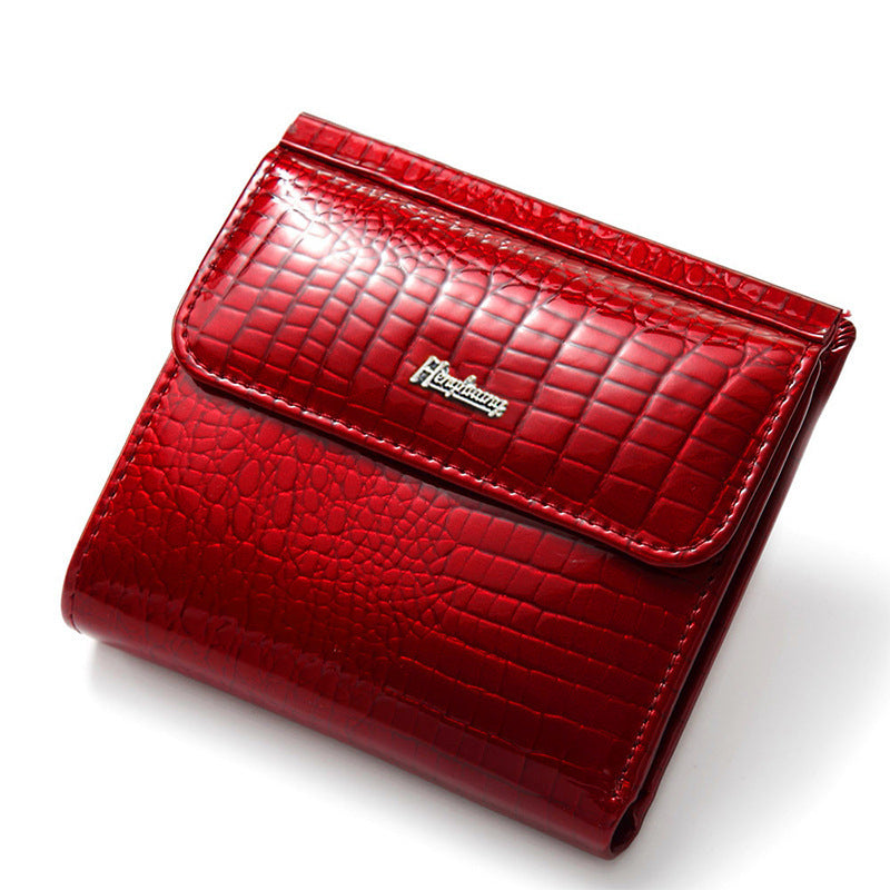 Petit portefeuille en cuir véritable crocodile - L’Absolu™ rouge