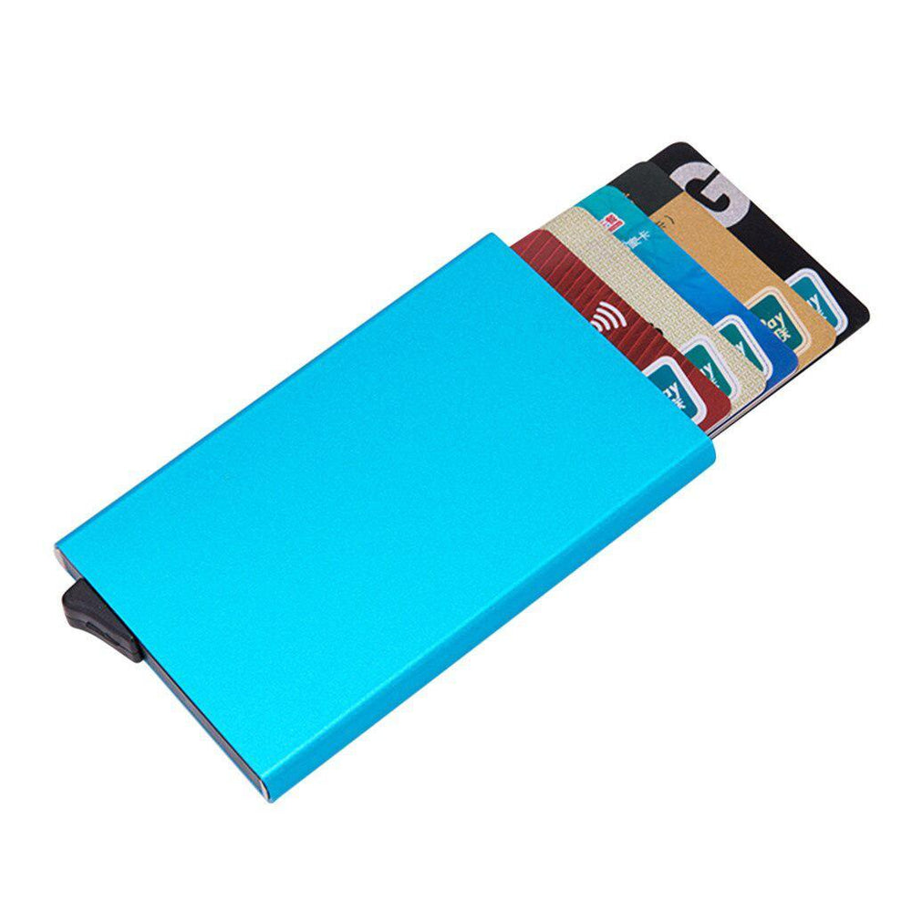 Porte-cartes en métal automatique RFID - Le Secur™ bleu