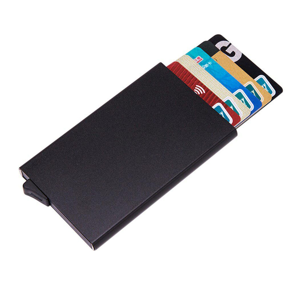 Porte-cartes en métal automatique RFID - Le Secur™ noir