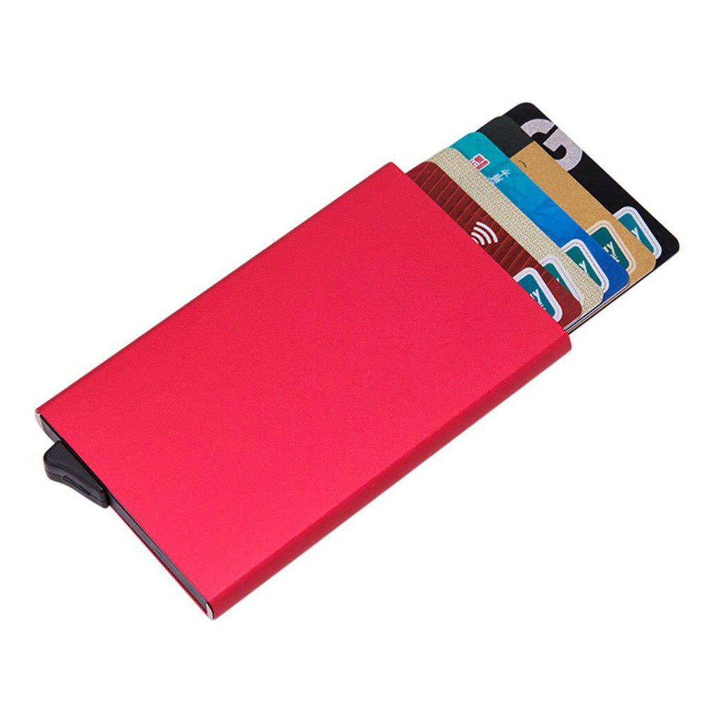 Porte-cartes en métal automatique RFID - Le Secur™ rouge