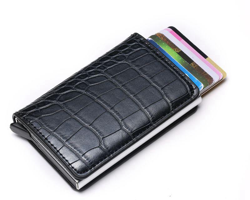 Porte-cartes compact automatique - Le Classique™ croco noir