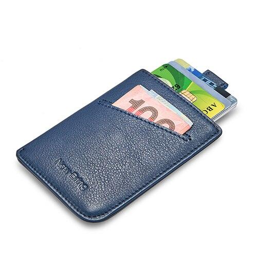 Porte-cartes en cuir véritable fin RFID - Le Secur™ bleu