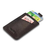 Porte-cartes en cuir véritable fin RFID - Le secur™ brun