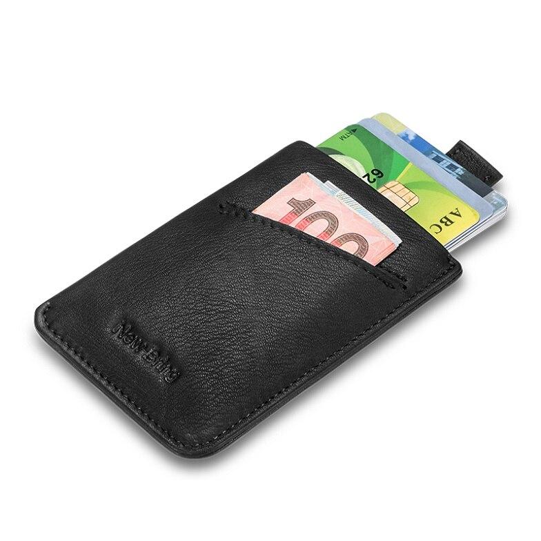 Porte-cartes en cuir véritable fin RFID - Le secur™ noir