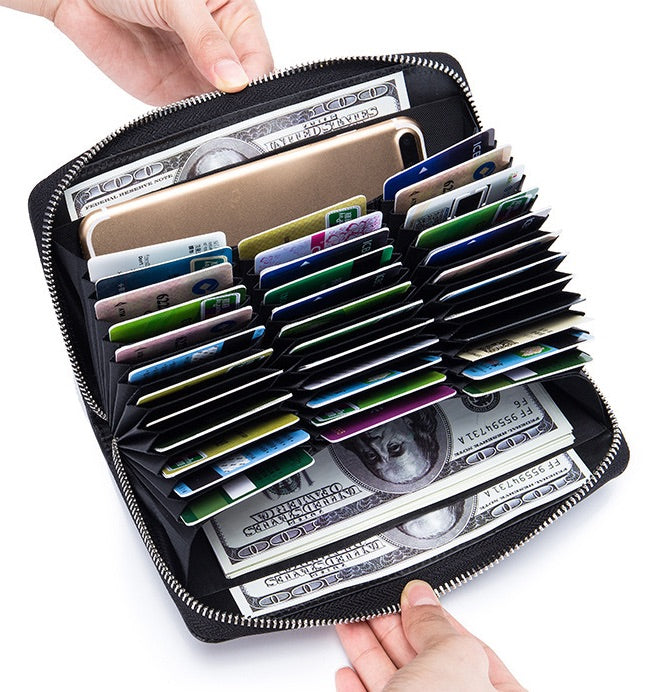 Porte-cartes long en cuir à glissière RFID - Le Classique™