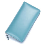 Porte-cartes long en cuir à glissière RFID - Le secur™ bleu