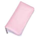 Porte-cartes long en cuir à glissière RFID - Le secur™ rose